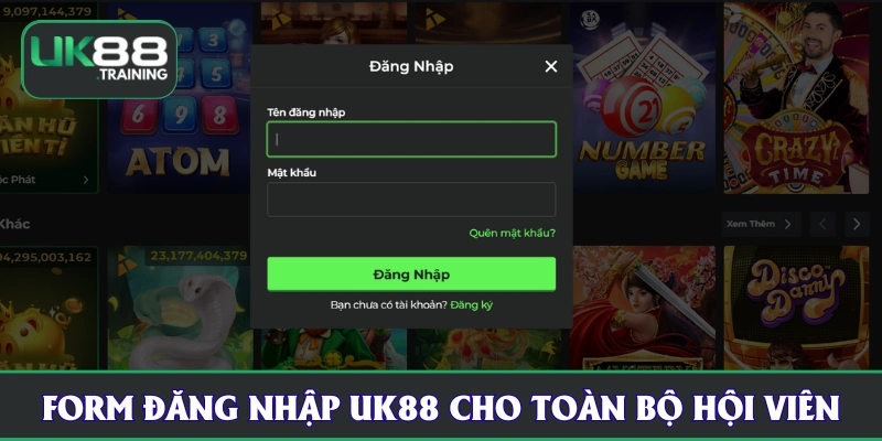 Form đăng nhập UK88 cho toàn bộ hội viên